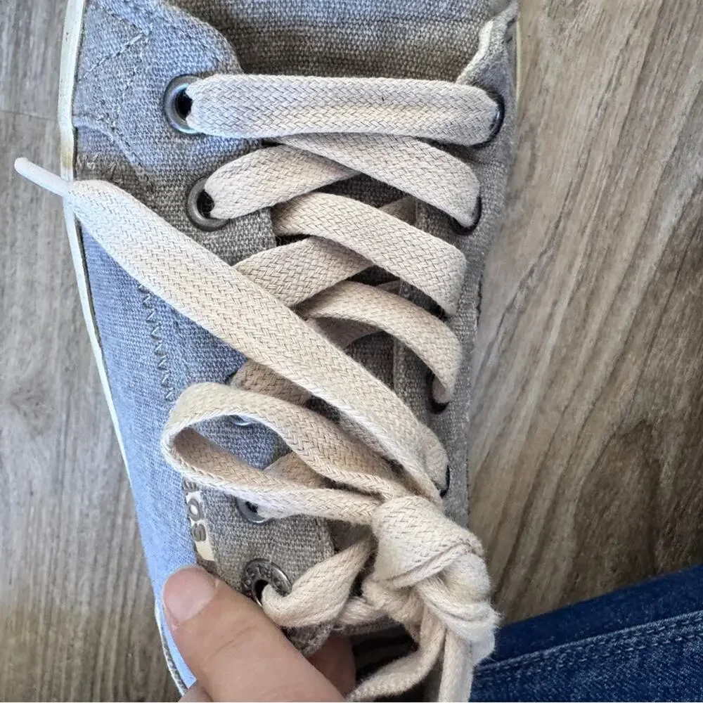 Taos Blue Chambray Zip & Lace Up Sneakers Womens 7.5 Comfort Shoes Everyday